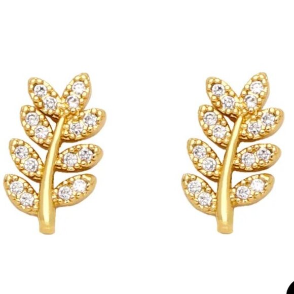 Copper Zircon 18k Gold Plated Ear Studs - Picture 1 of 2